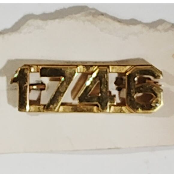 c.1910s Numeric "1746" Brass Antique C-Clasp Hat / Lapel / Collar Pins Set 3/8"H - Picture 1 of 4